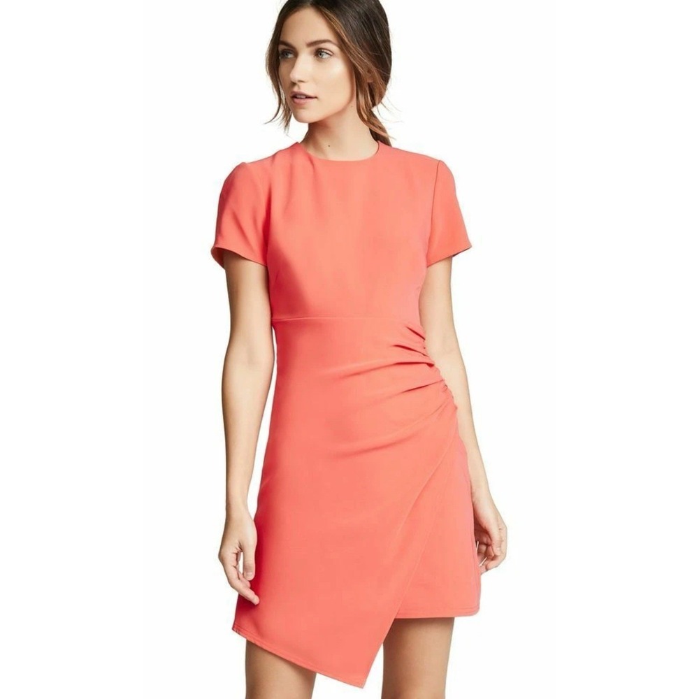 cinq a sept Coral Asymmetrical Short Sleeve Dress